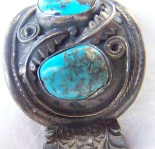 AWESOME~VINTAGE~NAVAJO~STERLING SILVER~KINGMAN TURQUOISE~WATCH TIPS 