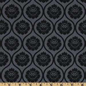  44 Wide Fleur Noir Floral Wallpaper Grey/Black Fabric By 
