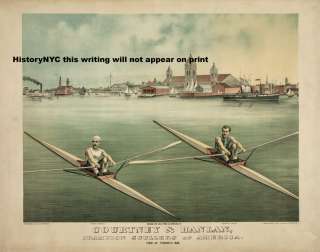 1879 SCULLERS CREW ROWING RACE TORONTO BAY LITHO PRINT  