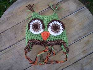 Crochet Baby Owl Hat 0 6, 6 12, 12 24+ months  