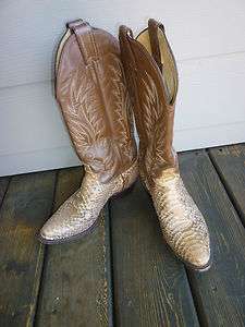 JUSTIN Toffee stitched Leather & Tan Snake Skin Western Boots 