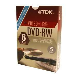  TDK DVD RW 4X 4.7GB 5 Pack Rewriteable DVD Electronics