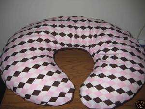 Nursing Pillow Cover Pink/ Brown Fits Boppy  