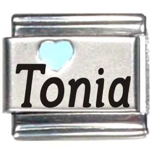  Tonia Light Blue Heart Laser Name Italian Charm Link 