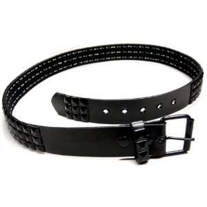  3 Row STUDDED BLACK LEATHER BELT for buckles punk emo 
