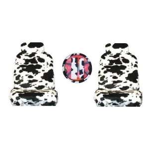  Cow Print 7 piece Lowback Seat Covers / Steering Wheel 