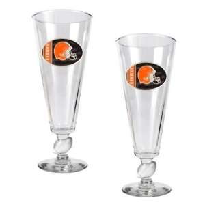   NIB Cleveland Browns NFL 2 Pilsner Beer Bar Glasses