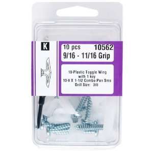  Plastic Toggles with Screws, 9/16 x 11/16 Grip