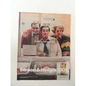 Benson & Hedges 100s Cigarettes,1971 print ad (men looking though 