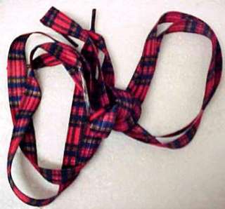    Red Tartan Plaid Shoelaces Scottish Rockabilly Punk Clothing