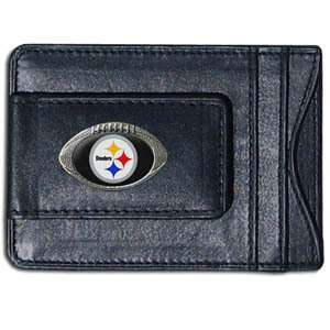   Steelers Fine Leather Money Clip Wallet (NEW) NFL Mens Billfold  