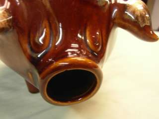 Hull Pig Bank Pottery Ciggy Corky 1957 Brown Drip Corkey Glaze 