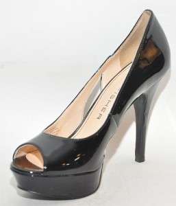 Marc Fisher Tumble Black Patent Peep Toe Platform Pump Women Shoes 7 