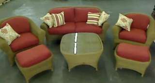   Lily Bay 6 Piece Wicker Patio Seating Set w Spice Cushions  