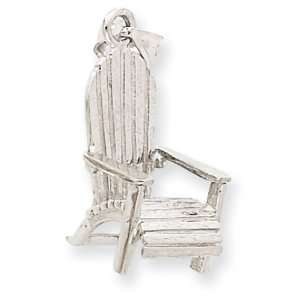  14k White Gold 3 D Adirondack Style Beach Chair Pendant Jewelry