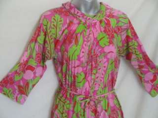 Mod Vintage Red Pink Floral Palazzo Hostess Dress B36  