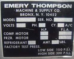 Emery Thompson Batch Freezer  