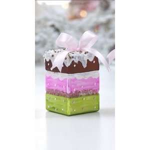  Chocolate 3 Layer Cake Christmas Ornament Pink Bow