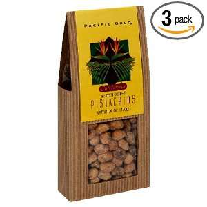 Pacific Gold Marketing Butter Toffee Pistachios Snack Pack, 6 Ounce 