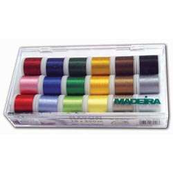madeira aerofil all seasons thread box contains multiple color choices