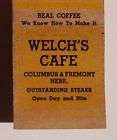 1930s Matchbook Welchs Cafe Fremont Columbus NE Platte