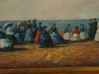 Gilt Framed Impressionist Beach Scene Oil Painting  