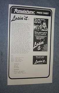 Original LOSIN IT Tom Cruise 1957 Chevy movie poster  