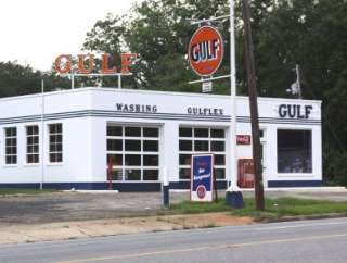 GULF STATION GULFLEX WASHING PORCELAIN ADVERTISING SIGN BLUE LETTERS 