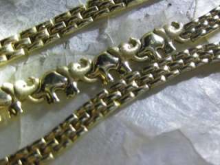 Set 14K Elephant Bracelet Necklace 3 Rows Panther Chain 36 Grams, 1.17 