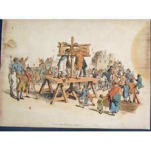  Hand Colored The Pillory Antique Print Fine Art
