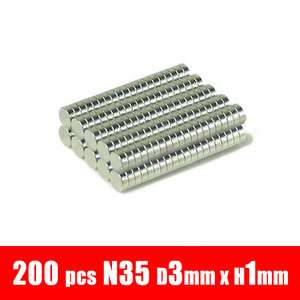 200pcs 3mm x 1mm Disc Rare Earth Neodymium Super strong Magnets N35 
