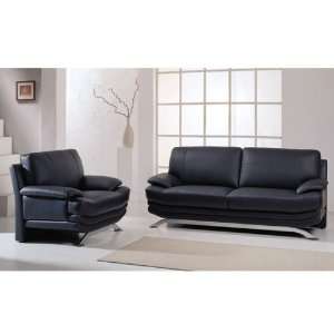  Black Leather 3pc Living Room Set