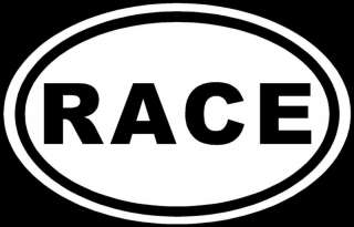 RACE Sticker White Oval Euro JDM Car Window Decal Track  