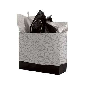  Large Black & Silver Swirl Kraft Paper Shopping Bags   16 