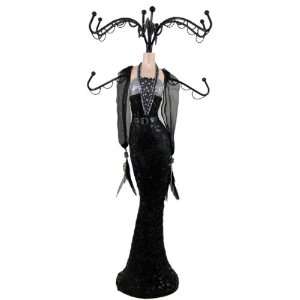  Midnight Black Sequin Dress Mannequin Jewelry Stand with 