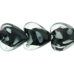  Black Heart Shape Lampwork Glass Beads   7 Strand 