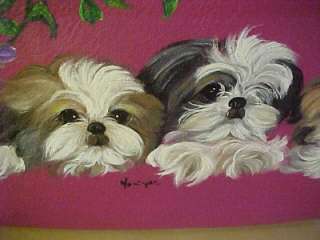 LITTLE ANGELS INDEED 3 SHIH TZU PUPPIES HANDPAINTED BY MONIQUE ON A 