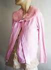 Berek by Takako Sakon pink Cardigan with pink rabbit fur Nwt Sz Small 