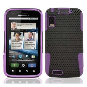 Black Purple 2 in 1 Hybrid Rubber Plastic Skin Case Cover for Motorola 