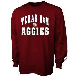  Adidas Texas A&M Aggies Maroon Rally Long Sleeve T shirt 