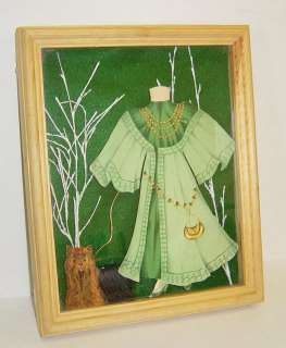 Vintage Victorian Paper Doll Dress Framed Wall Hanging  