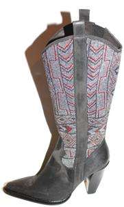 Donald J Pliner Western Couture Goldie Beaded Knee High Boots Sz 7 