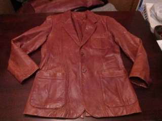Vtg Bertini Mens Supple Leather Fight Club Cool Mod Blazer Jacket Coat 