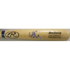  Juan Gonzalez Autographed Bat   Big Stick Engraved MVP96 