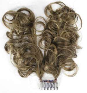 Long andCurly Coquette Comb Hair Piece   Light Brown & Blonde Mix 