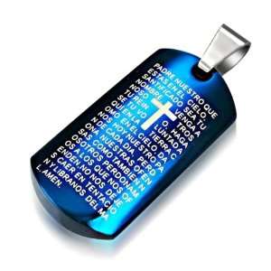  Bling Jewelry Blue Stainless Steel Our Lords Prayer Dog Tag 