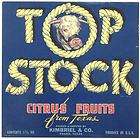 original top stock cow cattle pharr texas citrus crate label