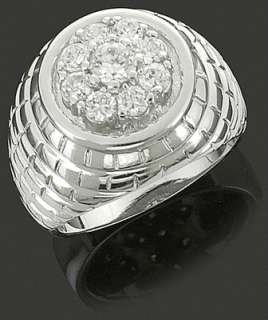   Rhodium Plated Fancy Bling CZ Iced Out Hip Hop Pinky Ring Size 9 12