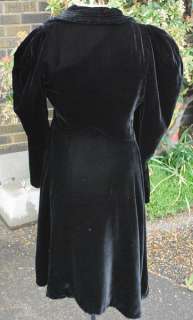 Antique Victorian Opera Black Velvet Coat Puffed Sleeves Shoulders 