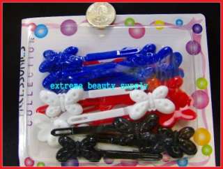 red blue butterfly Plastic girl Barrette clip bow pin  